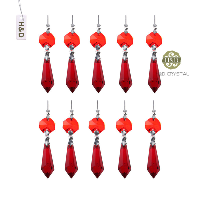 30 Red Chandelier Glass Crystals Lamp Prisms Parts Hanging Drops Pendants 38mm