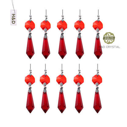 30 Red Chandelier Glass Crystals Lamp Prisms Parts Hanging Drops Pendants 38mm