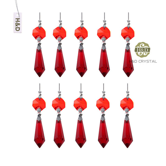 30 Red Chandelier Glass Crystals Lamp Prisms Parts Hanging Drops Pendants 38mm