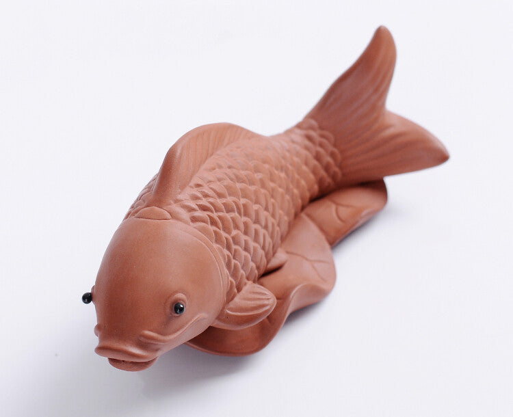 1PC Yixing Zisha Tea Pet Fish Tea Play Purple Clay Ornament Fish Statue Tea Pet