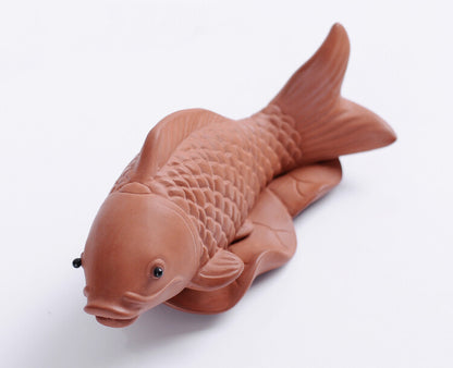 1PC Yixing Zisha Tea Pet Fish Tea Play Purple Clay Ornament Fish Statue Tea Pet