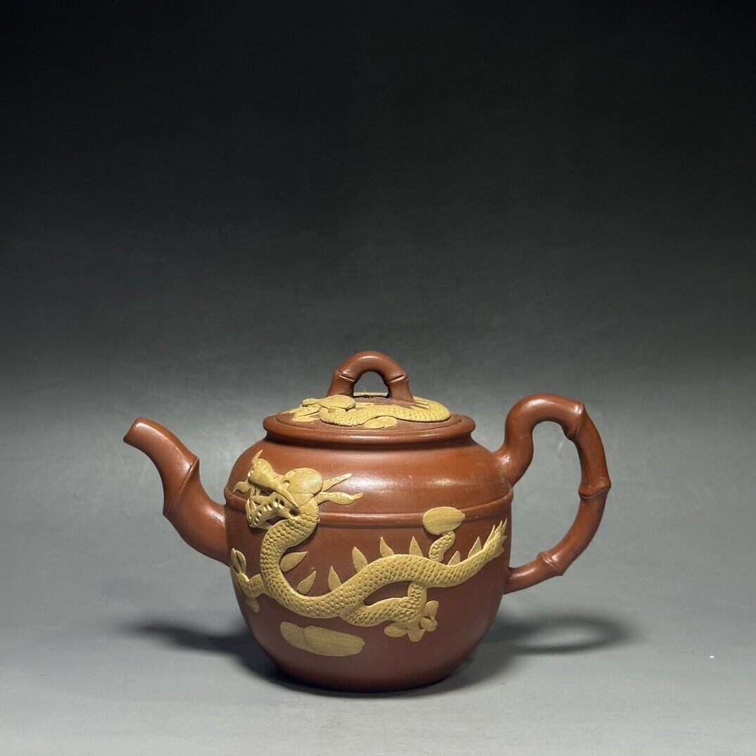 vintage chinese yixing purple clay teapot zisha ceremony carving Collectible art