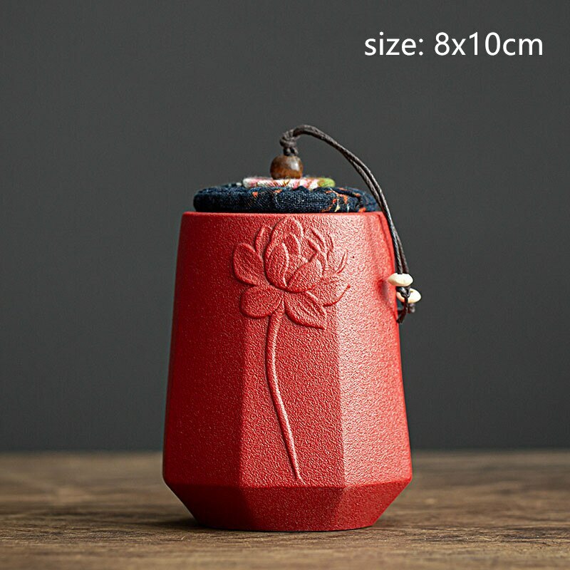 Portable Small Tea Caddy Travel Ceramics Sealed Jar Tea Storage Coffee Canister