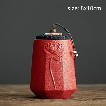 Portable Small Tea Caddy Travel Ceramics Sealed Jar Tea Storage Coffee Canister