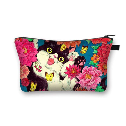 Cute Cat Print Cosmetic Case Makeup Bags Cosmetic Bags Travel Storage Organizers