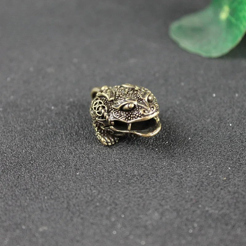 Copper Chinese Mythical Animal Luck Toad Bell Key Chains Pendant