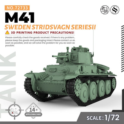 SSMODEL SS72733 1/72 25mm Military Model Kit Sweden Stridsvagn M41 SeriesII