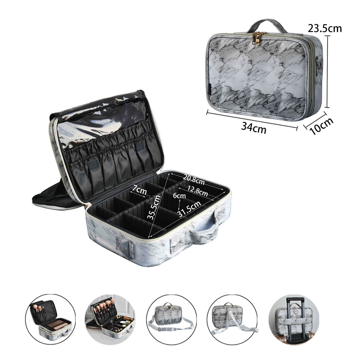 Make Up Case Professional Cosmetic Bag Synthetic Leather Makeup Purse Waterproof