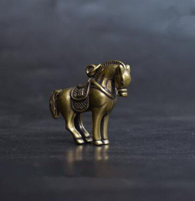 Classic China's archaize pure brass horse small statue Pendant