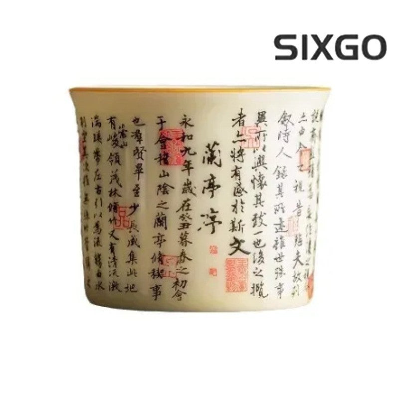 130ml Ceramic Ding Kiln Lanting Preface Calligraphy Tea Cup Household Master Cup