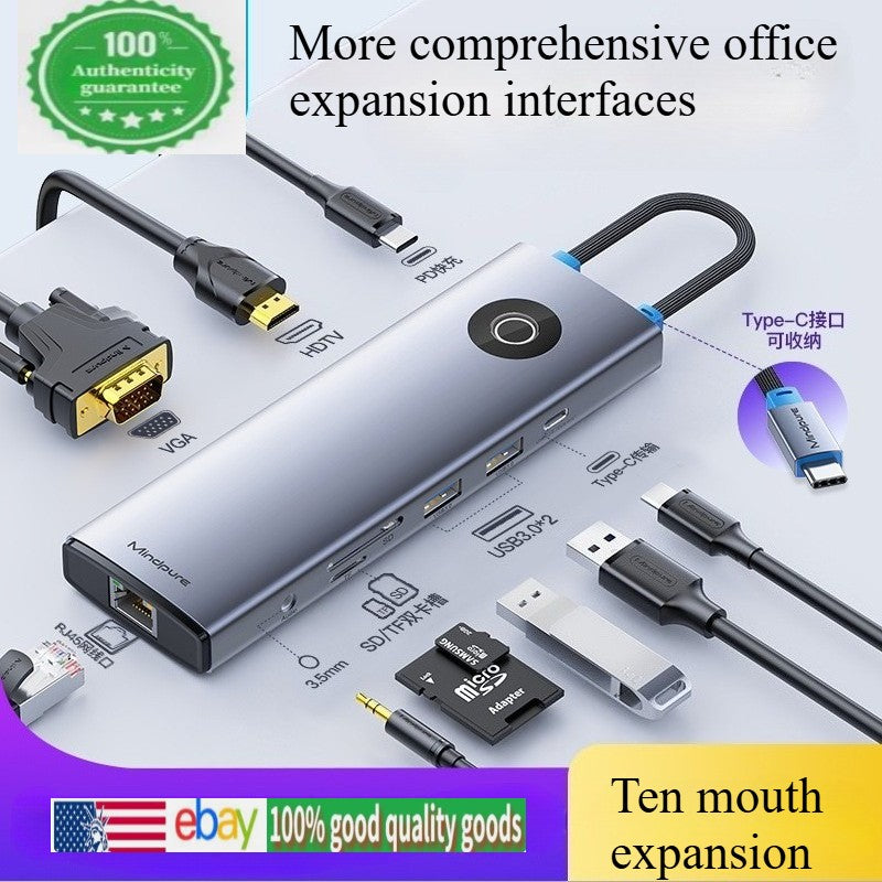 Ten-in-one multi-function typec docking station Gigabit Ethernet port 4k60