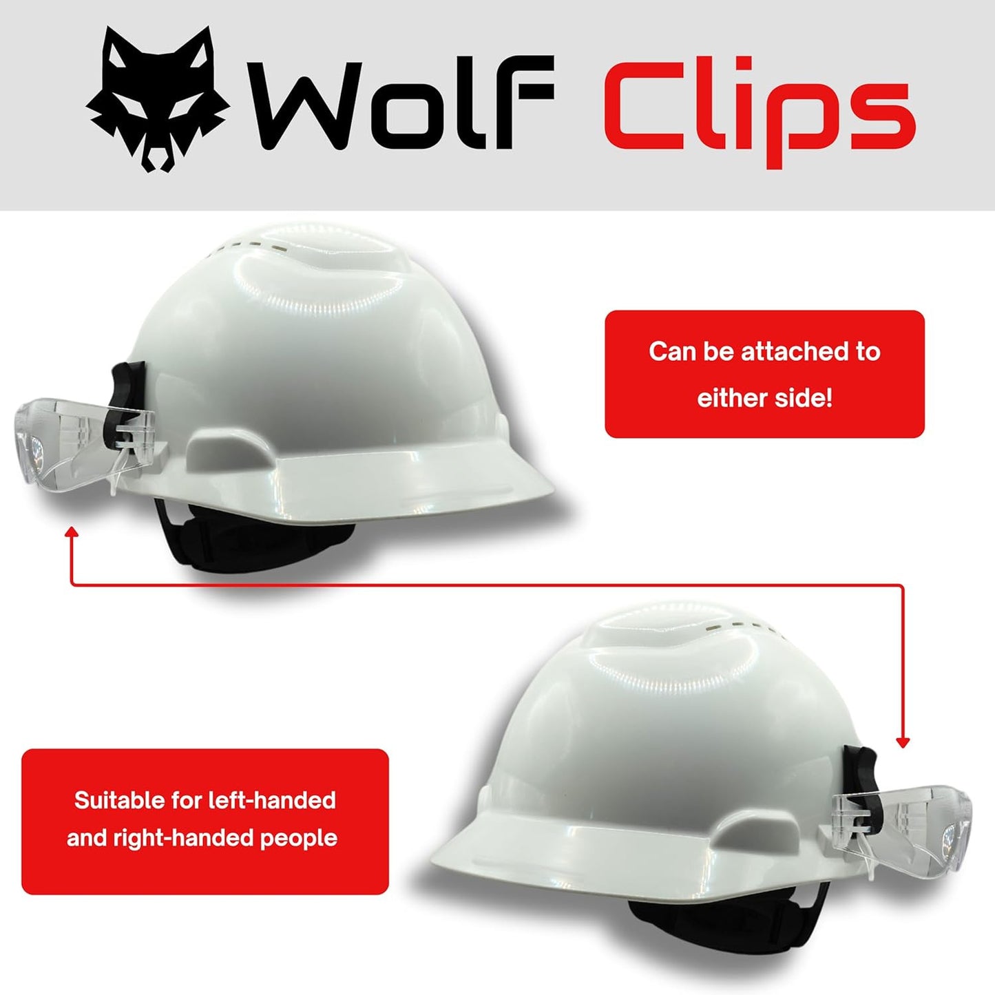 Wolf Clips – Hard Hat Accessory Clip – Durable PETG Construction Tool Holder – J
