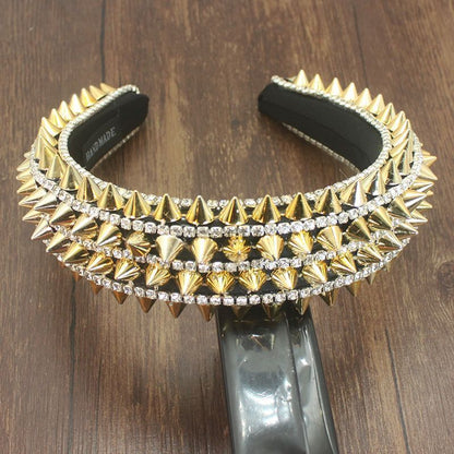 Women Headbands Baroque Fashion Rivet Sponge Luxury Hair Hoop Ladies Headdresses