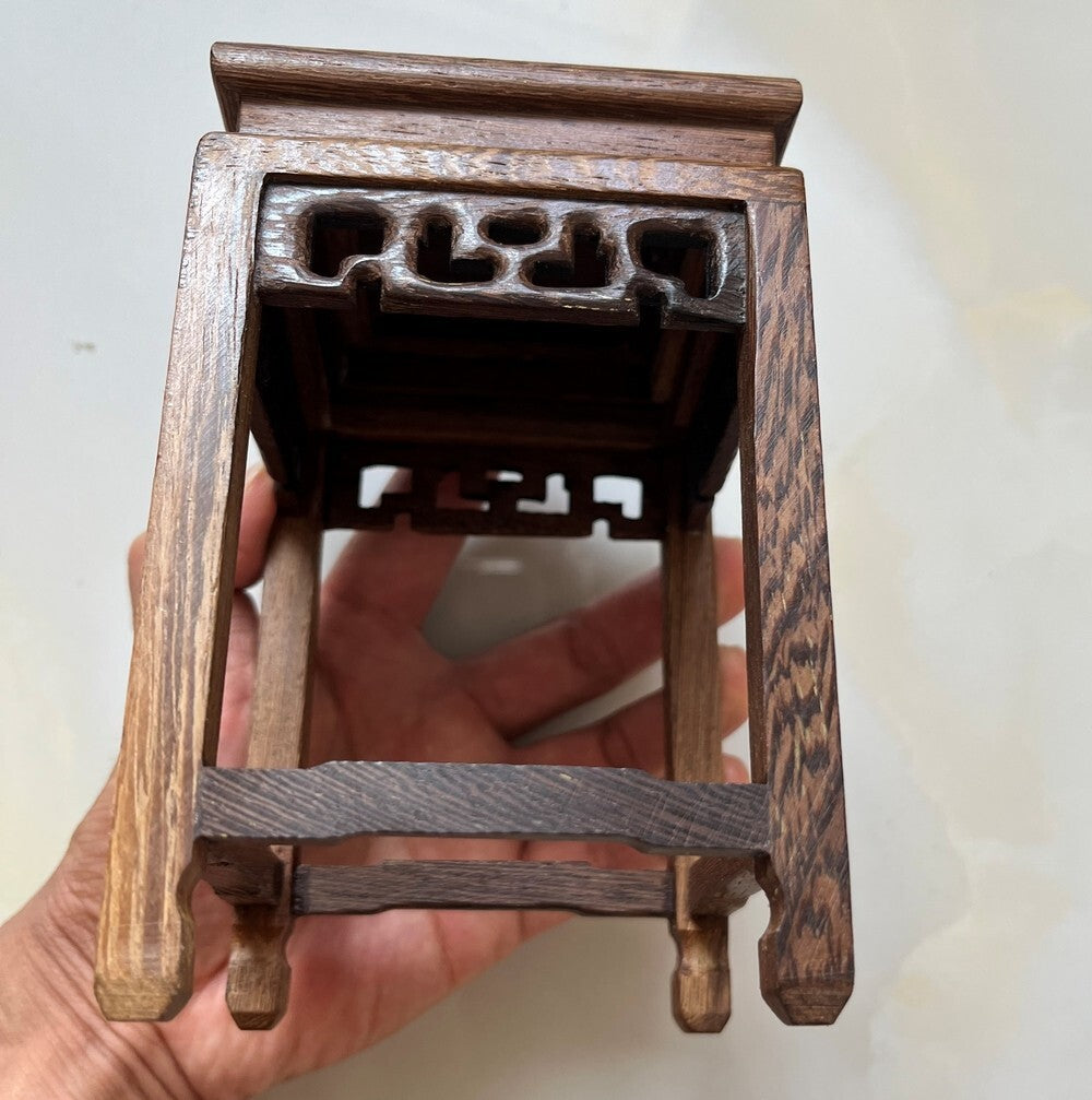 Natural Wenge Wood Display Rack Tank Vase Stone Pot Statue Art Stand Decor