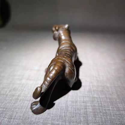 Chinese Old Brass Copper Statue Hand Carved tiger,Antique handicraft ornaments