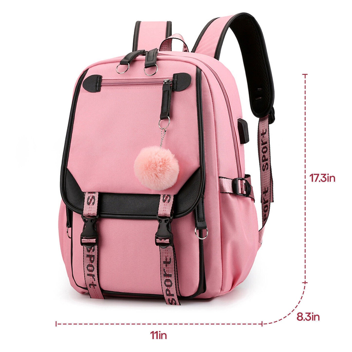 18.5" Large Girl School Backpack Bookbag Waterproof Laptop Travel Bag Rucksack