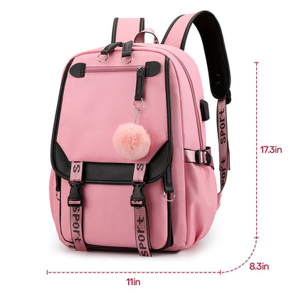18.5" Large Girl School Backpack Bookbag Waterproof Laptop Travel Bag Rucksack