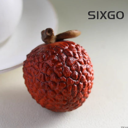 4.2cm Natural Solid Wood Sandalwood Litchi Ornament Office Tea Table Handicrafts