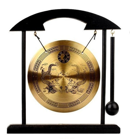 Zen Taoist Double Dragon Bronze Fengshui Gongs HomeDesign