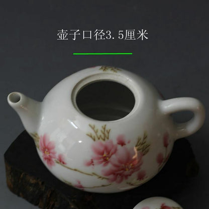 12.6cm Exquisite China Old Porcelain Peach Blossom Pattern Teapot Kung Fu Tea