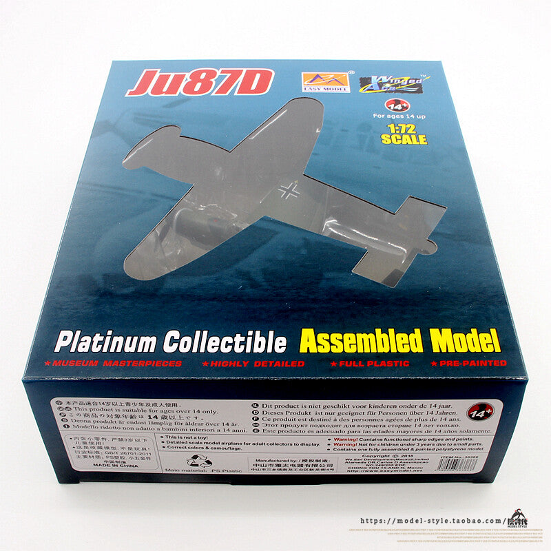 1/72 World War II German Air Force JU87D-1 Stuka Bomber Aircraft Model