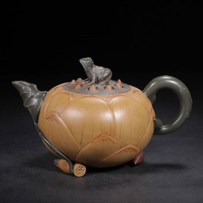 Vintage Chinese Yixing Purple Clay Teapot Zisha Ceremony Nice Frog Lotus Teaware