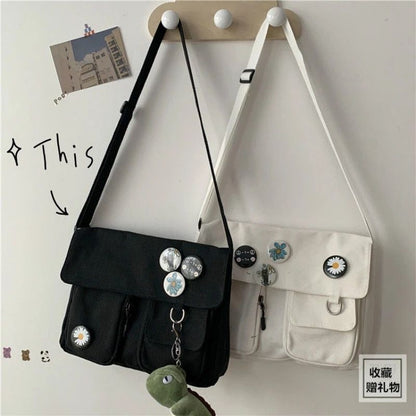 Canvas Bag Fashion Shoulder Bag Student Large Capacity Female Crossbody Bag 31CM