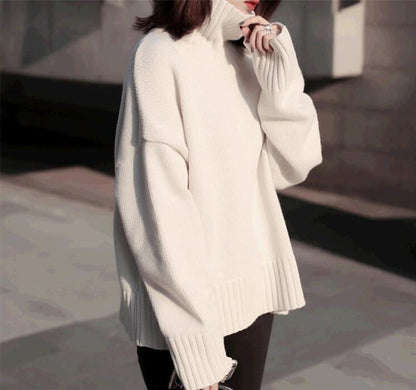 Womens Cashmere Thick Long Sleeve Turtleneck Pullovers Baggy Sweater Top Leisure