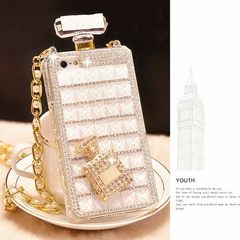 For iPhone 17 Pro/16 Pro Max/15/14/13 Bling Glitter Diamond Perfume Bottle Case