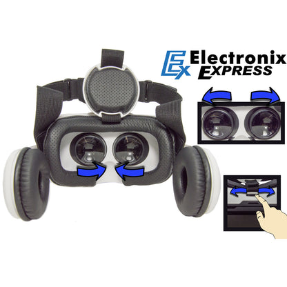 3D VR Headset with Stereo Headphones for all 4.7" to 6.2" Smartphones