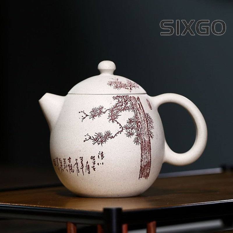 Yixing Tea Pot Handmade Dragon Egg Shape Purple Clay Teapot Beauty Kettle