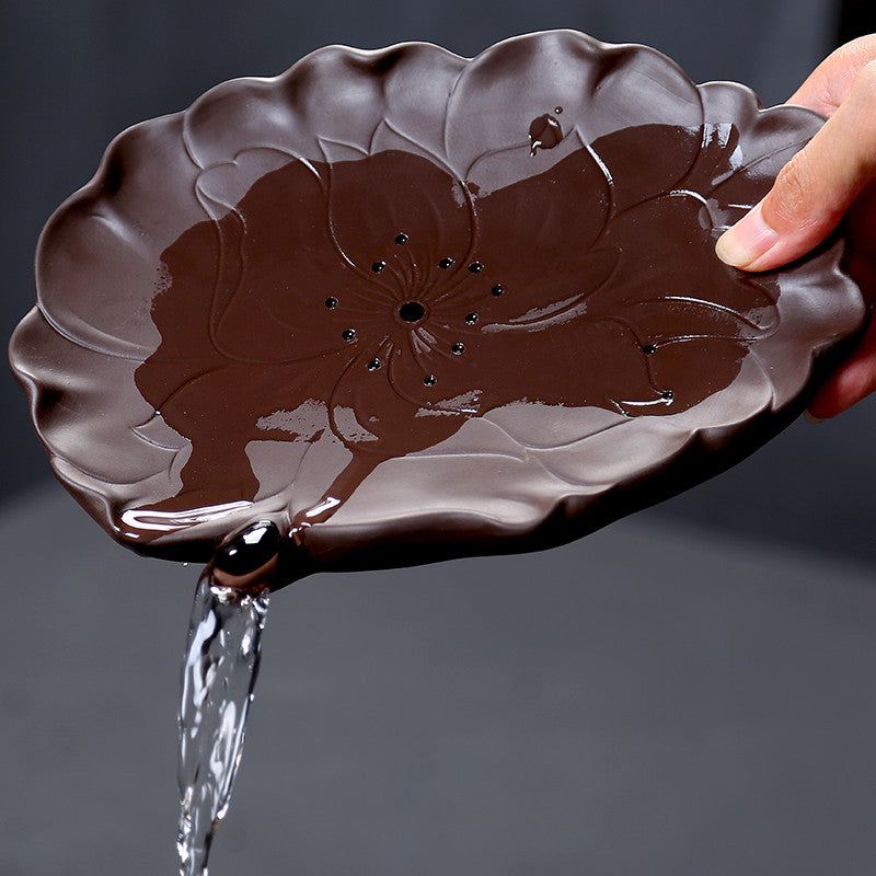 Reservoir Tea Tray Small Tea Plate Yixing Zisha Holder For Tea Set Lotus Design
