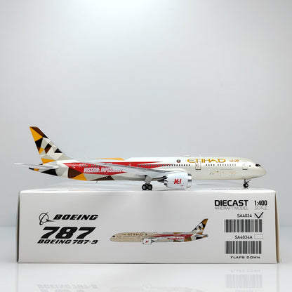 1:400 JC Wings ETIHAD BOEING B787-9 Passenger Airplane Diecast Model