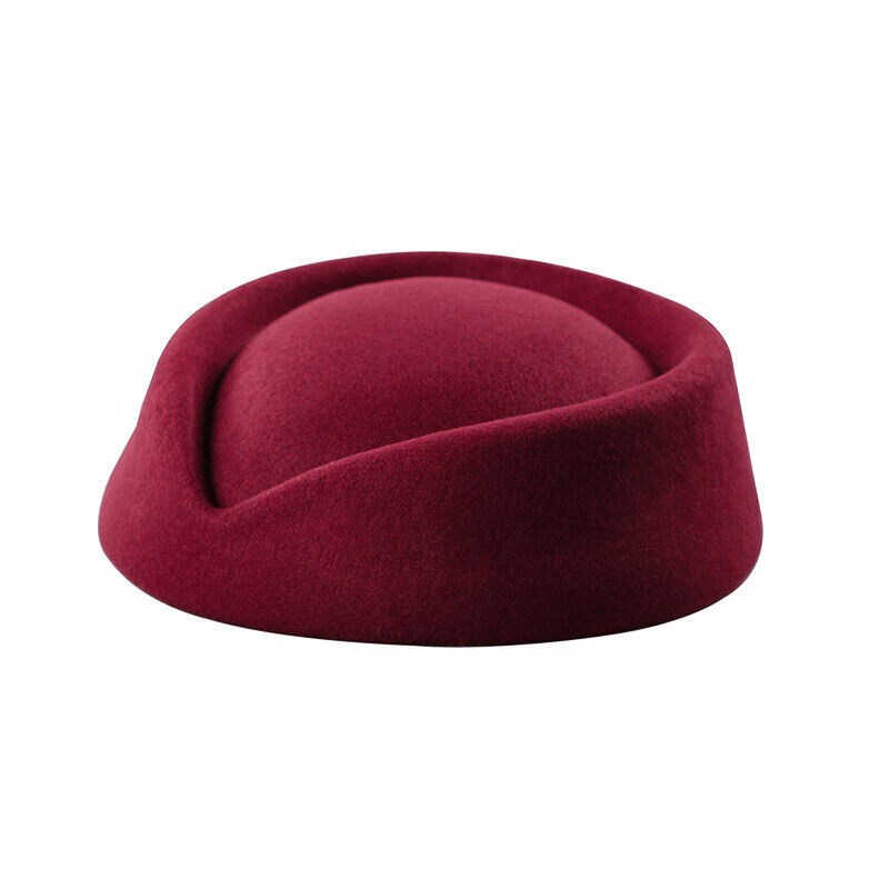 Women Wool Felt Beret Hat Teardrop Fancy Stewardess Air Hostesses Dress Hat