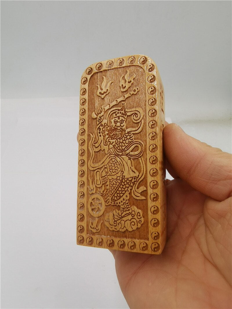 Taoist Peach Wood Five Thunder Order Token Wang Lingguan Magic Amulet Charm