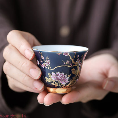Ceramic Tea Cup Outline in Gold Teacup Chinese Personality for Friends