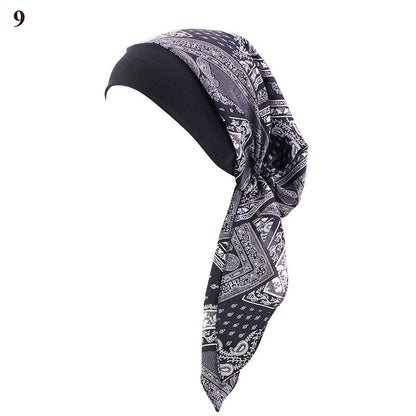 Ladies Long Tail Chemo Cap Turban Hat Headscarf Braid Hat Fashion Pirate Cap
