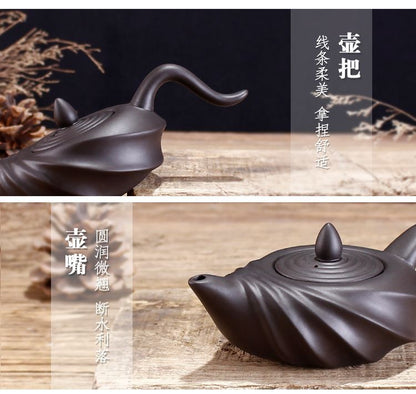 Black Chinese Teasets Kung Fu Teapot Modern Purple Clay Art Tea Pot Handmade
