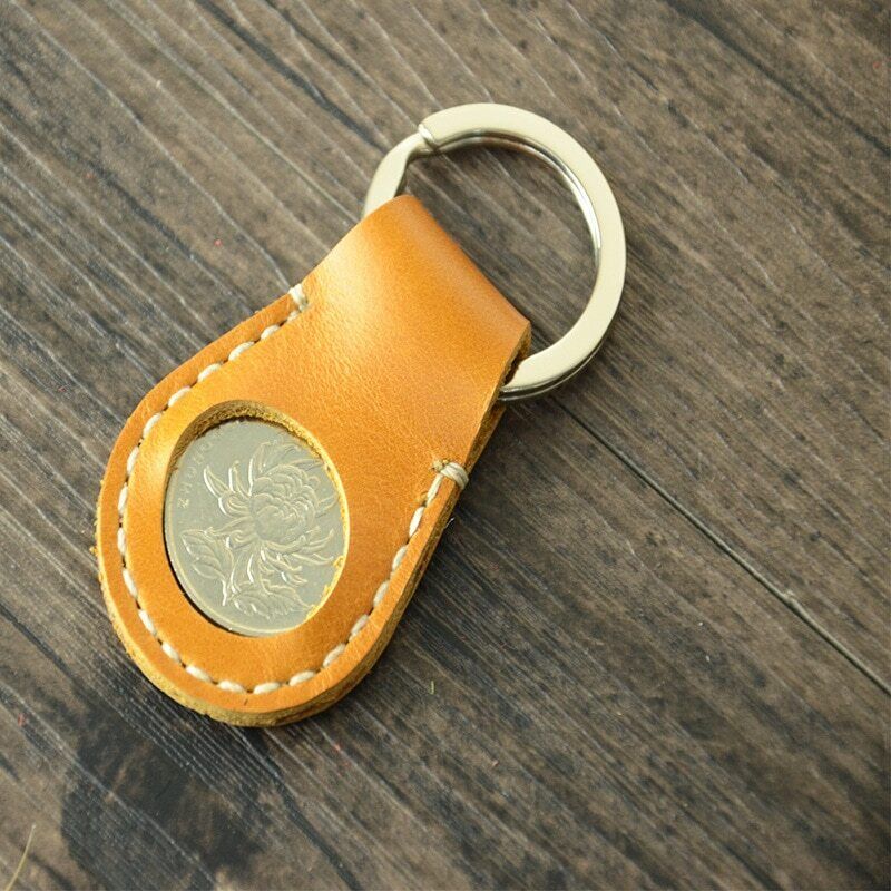 Genuine Leather Keychain Coin Storage Bags Multifunctional Cowhide Home Key Ring
