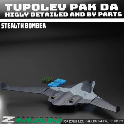 1/200 Russian Tupolev PAK-DA Stealth Bomber Unpainted Assembly Model 3D Printed