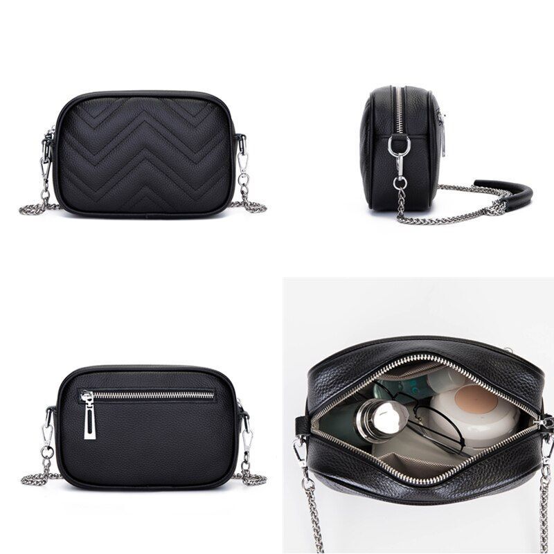 Women's Bag Leather Shoulder Bag Handbags Chain Small Ladies Crossbody Purse Sac