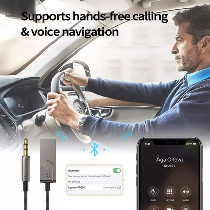 USA Aux to Bluetooth 5.1 Adapter 3.5mm Bluetooth Receiver Microphone for Car Lot