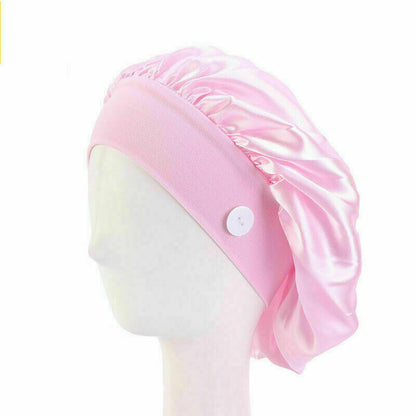 Silk Night Sleep Cap Hair Bonnet Hat Satin Wide Band Large Jumbo Head Cover Size