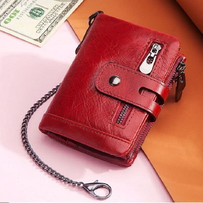 Wallet Genuine Leather Coin Purse Small Zipper Money Bag Mini Card Holder 1 PC