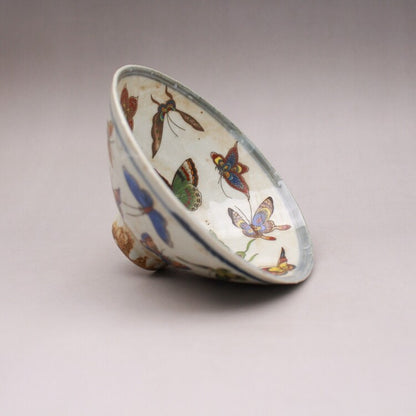 150ml Chinese Porcelain Famille Rose Hand Painted Butterfly Pattern Teacup Bowl