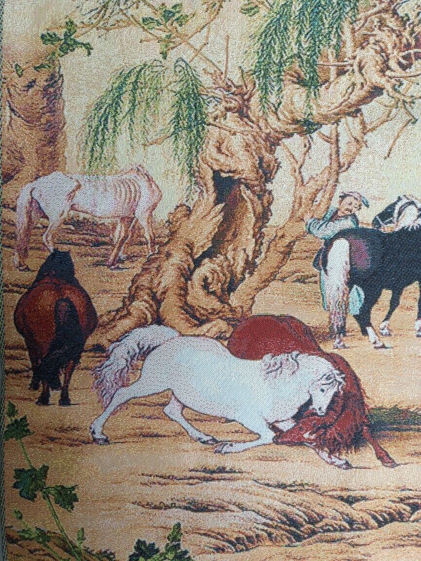 36" China Cloth Silk Eight Fine Horse Mural Wall Hanging Tapestry Meditation 八骏图