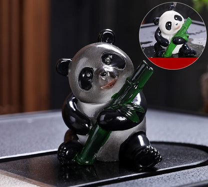 Color Change In Touch Of Hot Water Resin Panda Statue Table Decoration Tea Pet
