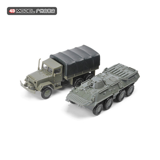 2Pcs US M35 Truck + BTR-80 Armored Vehicle Model Military Assembly Model 1/72
