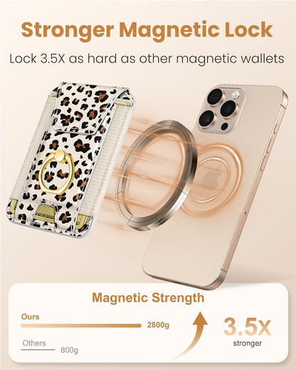 Compatible with Magsafe Wallet with Ring Grip Magnetic Card Holder - Cute Phone