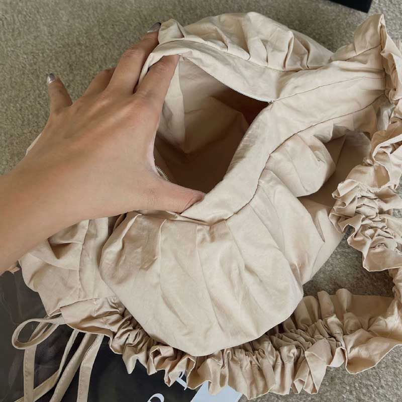 Drawstring Strap Shoulder Bag Pleated Handbags Large Cloth Totes Underarm Bags